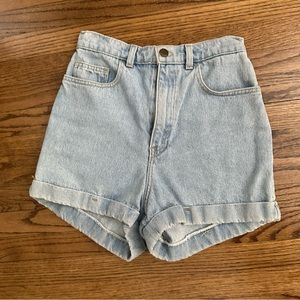 American Apparel Light Wash High Waisted Shorts